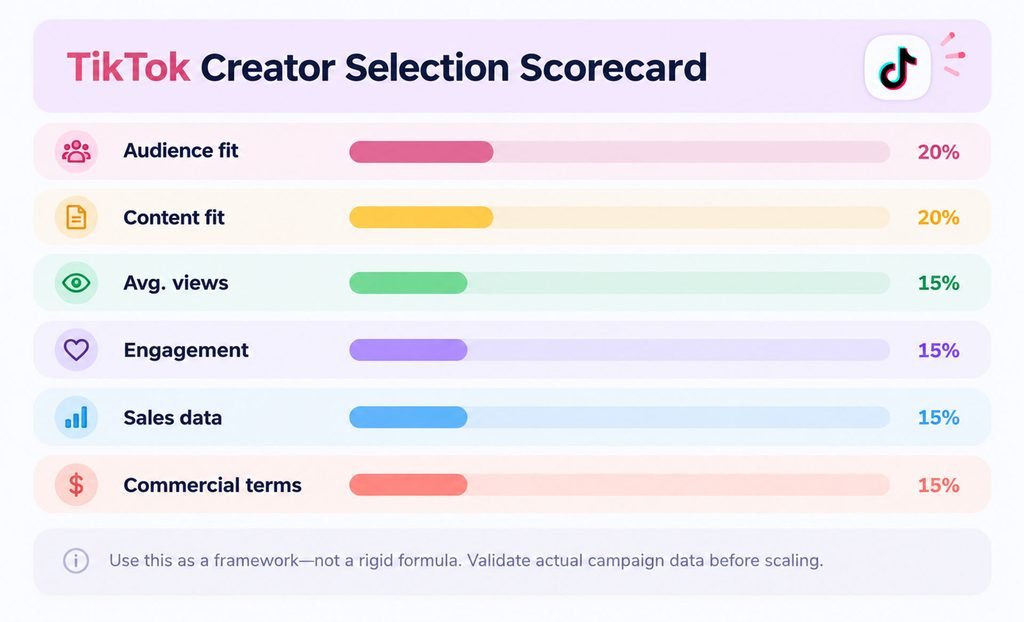 tiktok creator selection scorecard